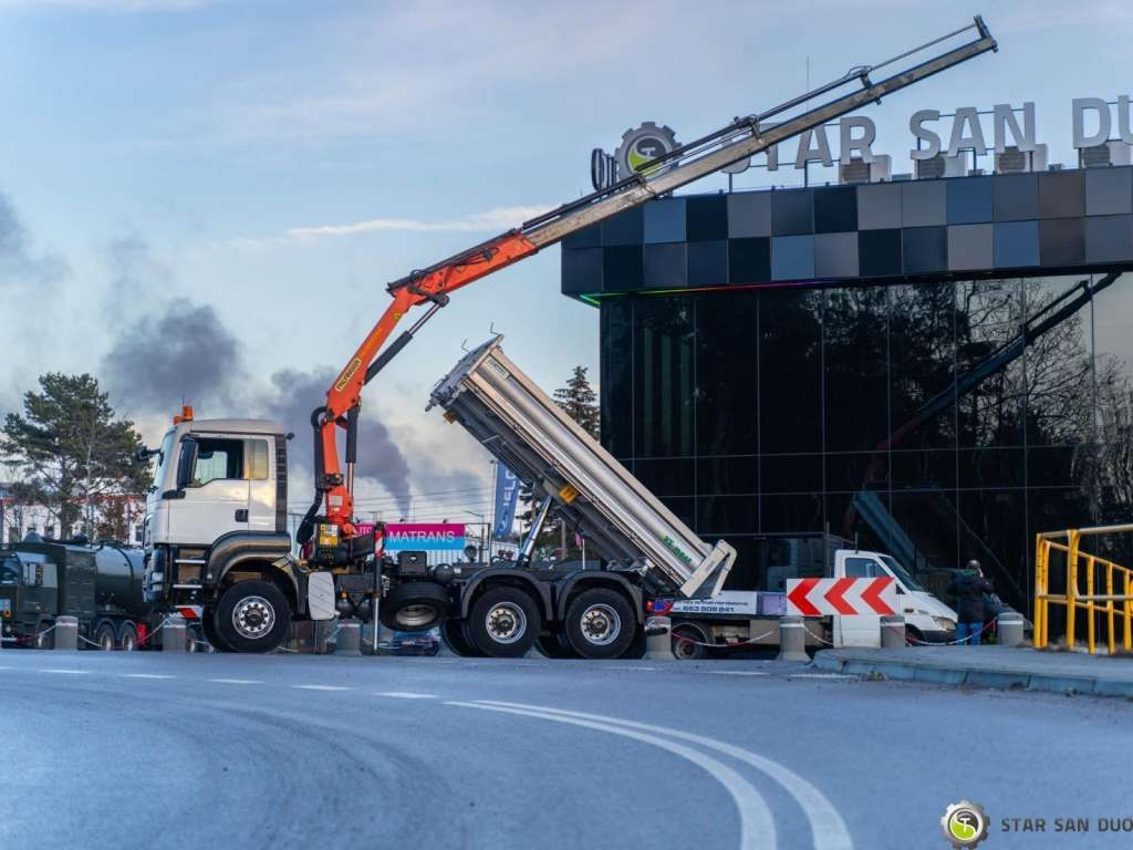 Camion grue MAN  TGS 26.360 6x6 PALFINGER PK 18001 EH Crane Kipe: photos 12