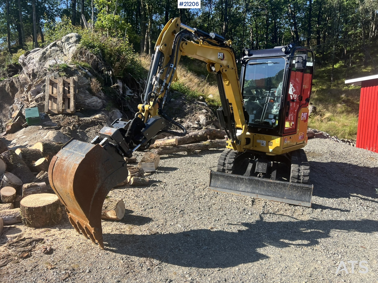 Mini pelle Caterpillar 302.7 CR gravemaskin m/ rototilt, pusseskuff,graveskuffe,klype og grøfteskuffe: photos 8