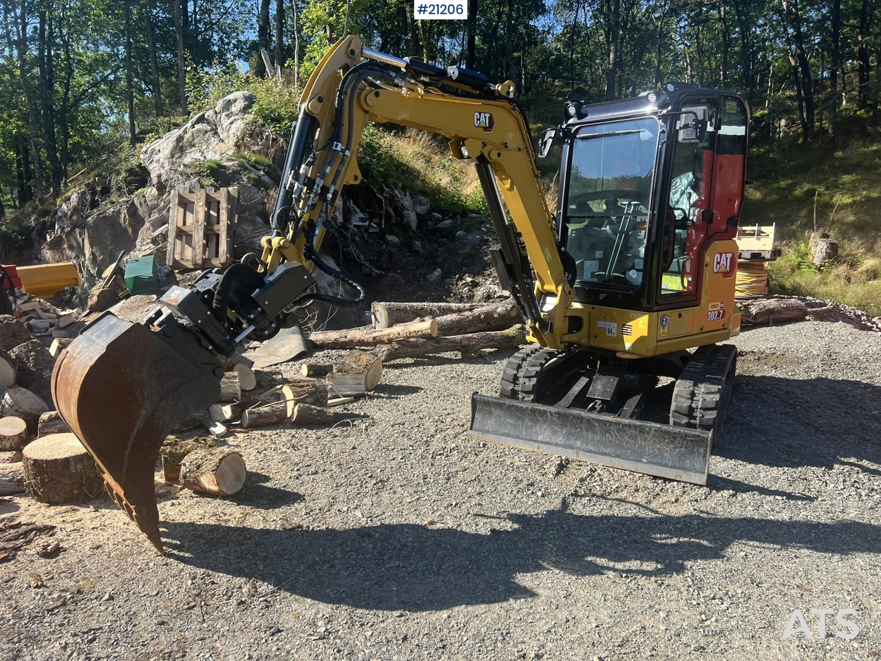 Mini pelle Caterpillar 302.7 CR gravemaskin m/ rototilt, pusseskuff,graveskuffe,klype og grøfteskuffe: photos 7