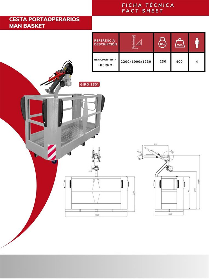 Rotating Iron Man Basket CPGR-4H-F - Accessoire pour Grue auxiliaire: photos 2 Rotating Iron Man Basket CPGR-4H-F - Accessoire pour Grue auxiliaire: photos 2