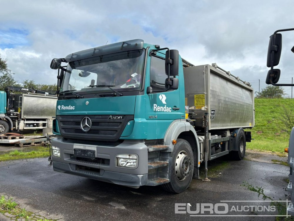 2009 Mercedes Axor 1824L 4x2, Crane, Stamps, Stainless Steel Container - Camion benne: photos 1 2009 Mercedes Axor 1824L 4x2, Crane, Stamps, Stainless Steel Container - Camion benne: photos 1