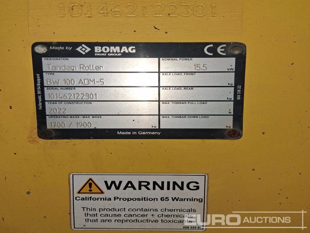 2022 Bomag BW100 ADM-5 - Compacteur: photos 5 2022 Bomag BW100 ADM-5 - Compacteur: photos 5