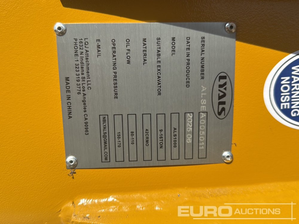Marteau hydraulique Unused 2025 Lyals ALS1000: photos 8