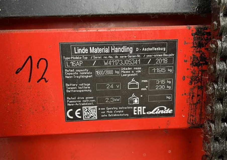 Linde L16AP - Gerbeur: photos 4 Linde L16AP - Gerbeur: photos 4