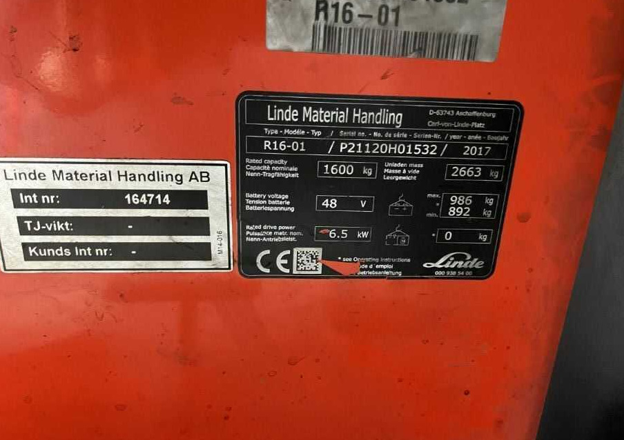 Linde R16-01 - Chariot à mât rétractable: photos 4 Linde R16-01 - Chariot à mât rétractable: photos 4