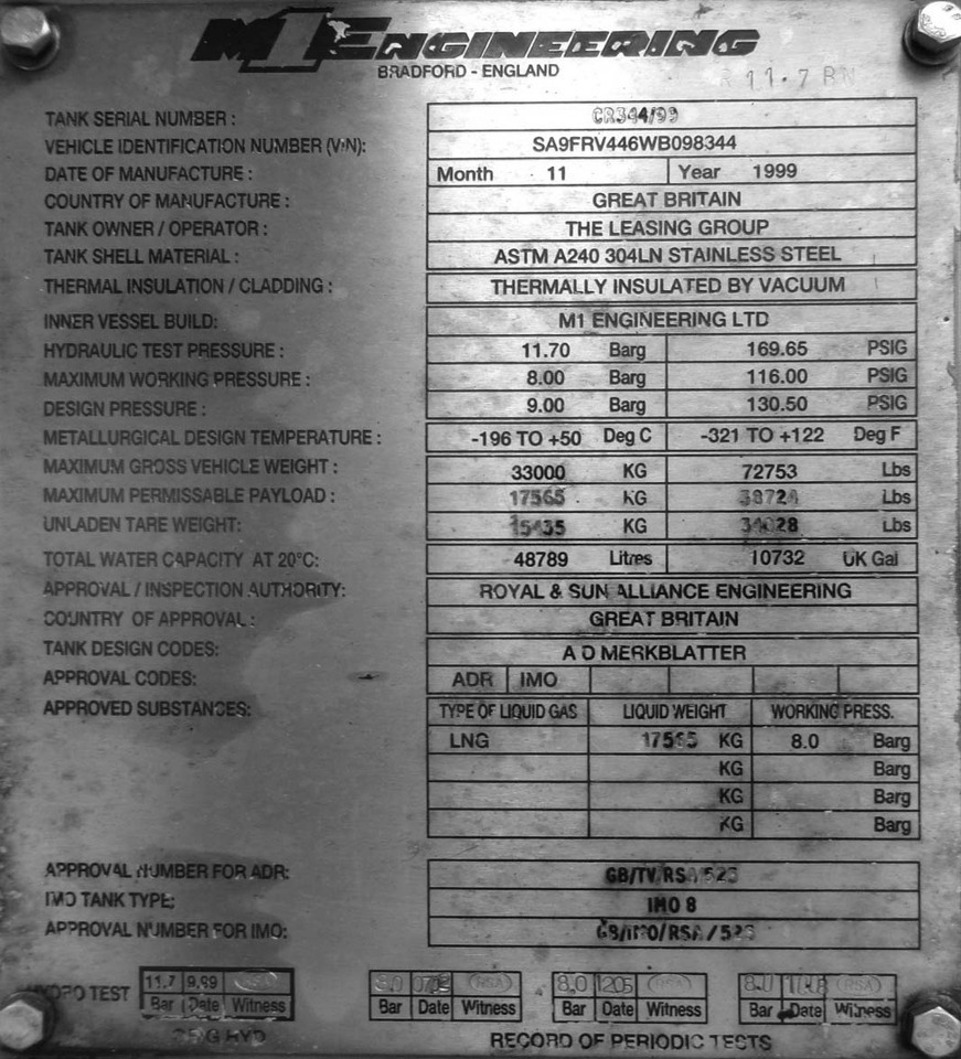 Semi-remorque citerne M1 Engineering LNG Methan Methane Gas Cryogenic: photos 8
