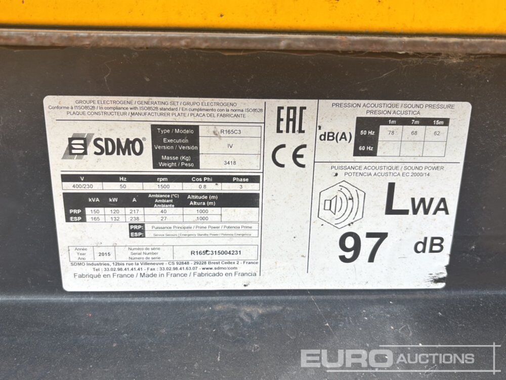 Groupe électrogène 2015 SDMO R165C3: photos 32 Groupe électrogène 2015 SDMO R165C3: photos 32