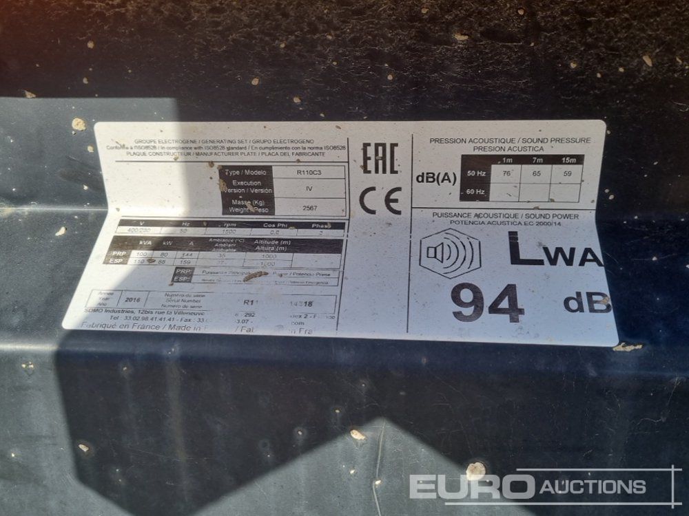 Groupe électrogène 2016 SDMO R110C3: photos 28