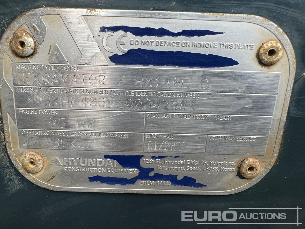 Pelle sur chenille 2020 Hyundai HX140LC: photos 12