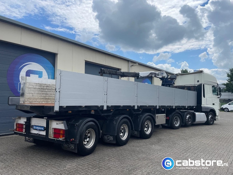 Pacton T3-003 3-assige stenen oplegger 2-assen gestuurd + Kennis Type 14.000 loopkraan - Rotator - stenenklem - Semi-remorque plateau: photos 1 Pacton T3-003 3-assige stenen oplegger 2-assen gestuurd + Kennis Type 14.000 loopkraan - Rotator - stenenklem - Semi-remorque plateau: photos 1