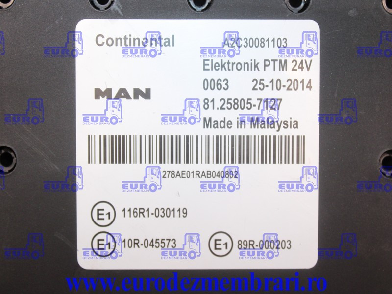 CALCULATOR PTM MAN TGX 81.25805.7127 - Bloc de gestion pour Camion: photos 3 CALCULATOR PTM MAN TGX 81.25805.7127 - Bloc de gestion pour Camion: photos 3